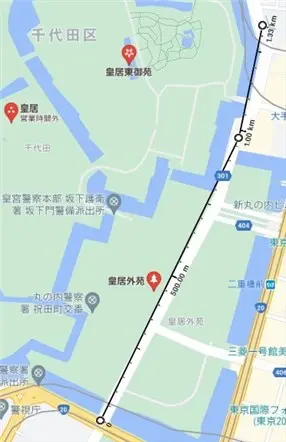 グーグルマップで経路の距離を測定